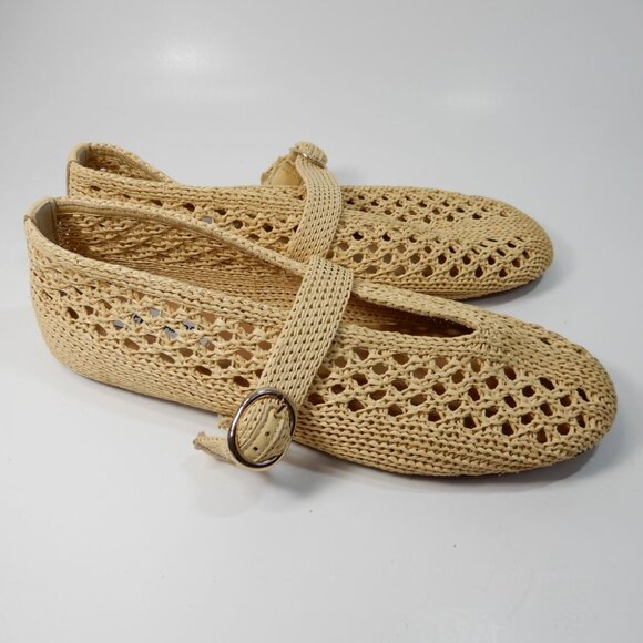STEVE MADDEN Alara Buckled Ballet Mary Jane Flats Size 8 Natural Raffia NEW - Picture 6 of 12